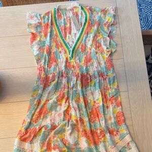 Poupette St. Barth Sasha V Multicolor Floral Mini Dress